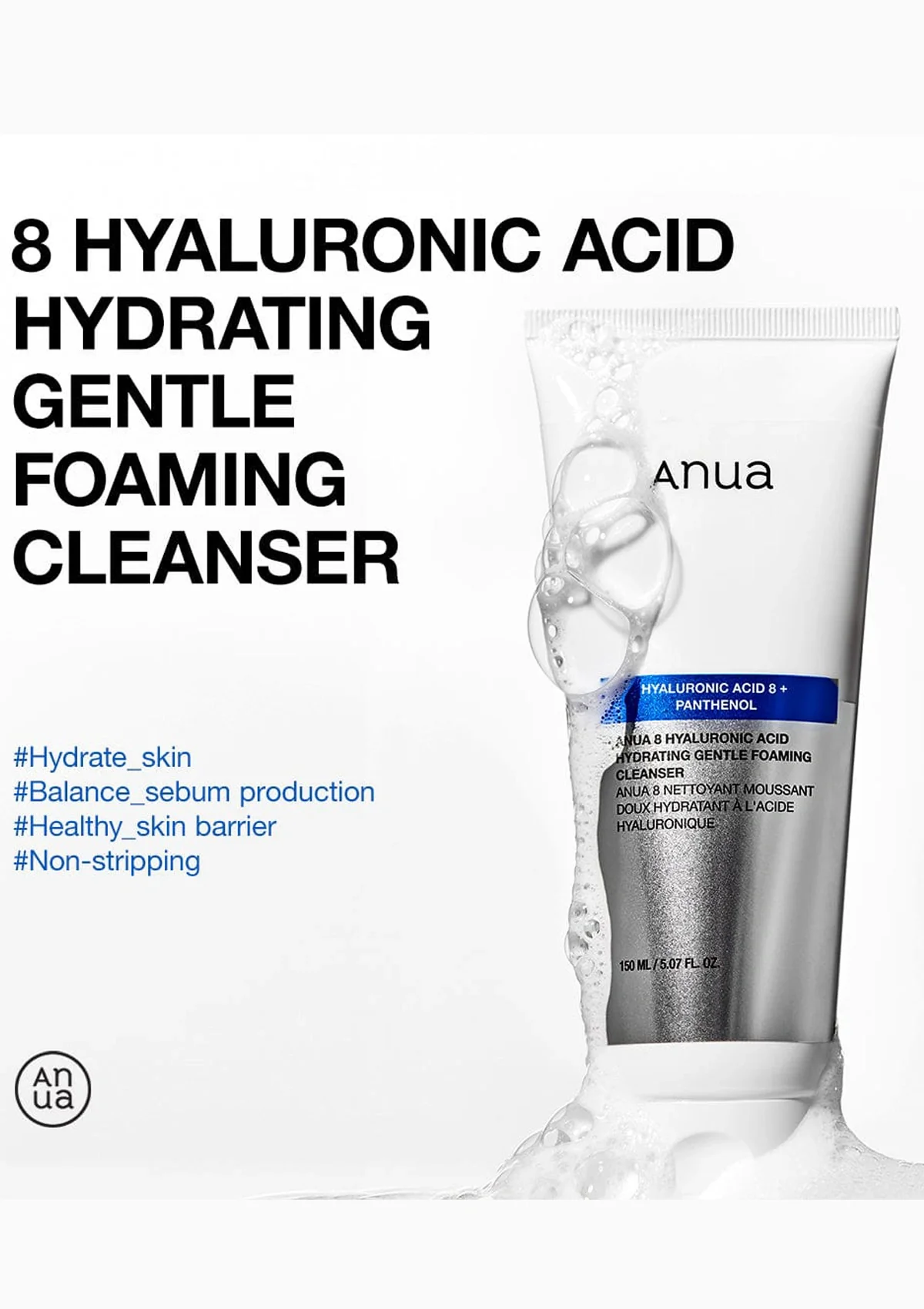 [ANUA] 8 Hyaluronic Acid Hydrating Gentle Foaming Cleanser 150ml - Image 3