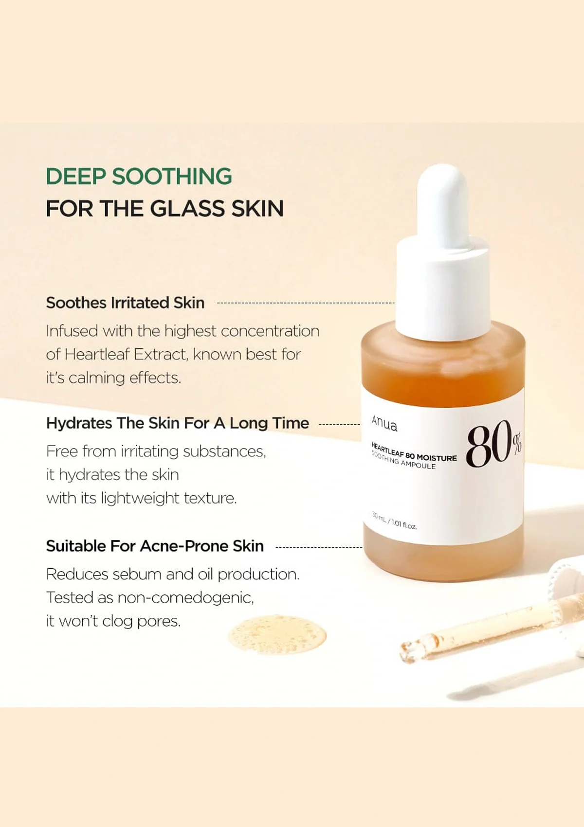 [ANUA] Heartleaf 80% Moisture Soothing Ampoule 30ml - Image 3