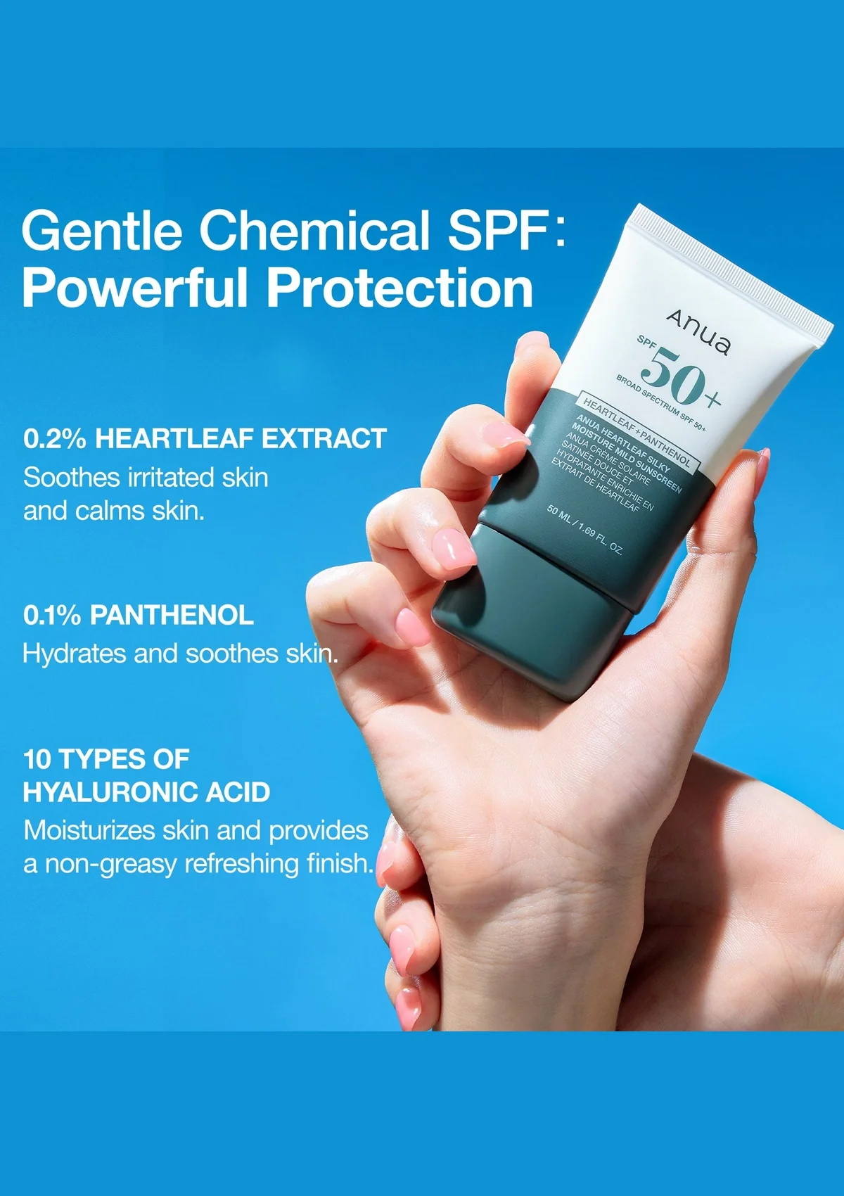 [ANUA] Heartleaf Silky Moisture Sun Cream SPF 50+ PA++++ 50ml - Image 4