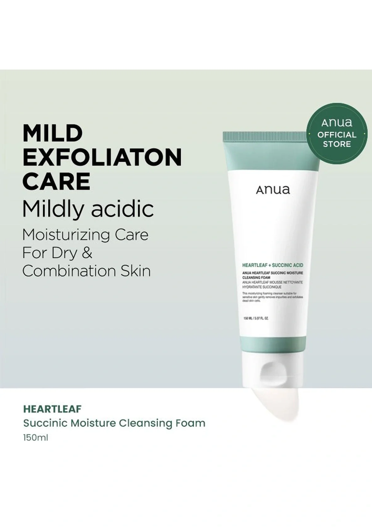 [ANUA] Heartleaf Succinic Moisture Cleansing Foam 150ml - Image 5