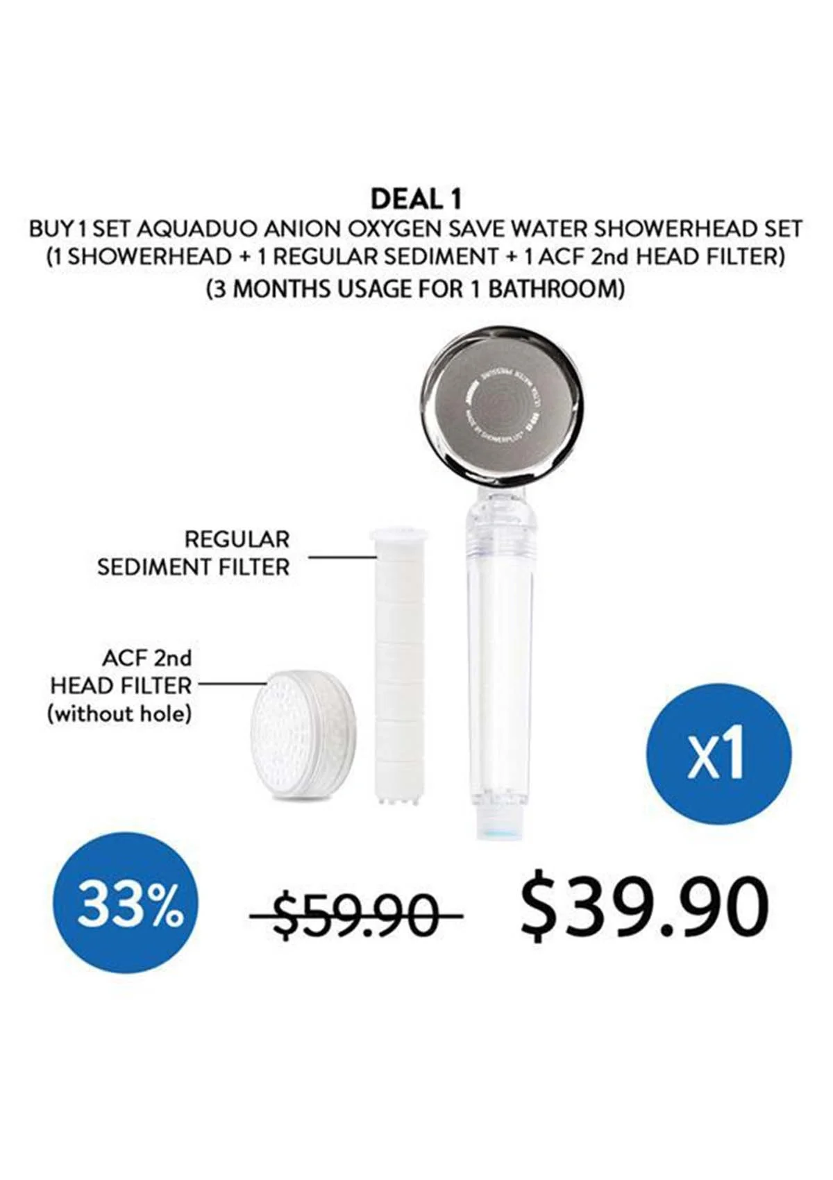 [AQUADUO] Water-Saving Anion Showerhead - Image 19