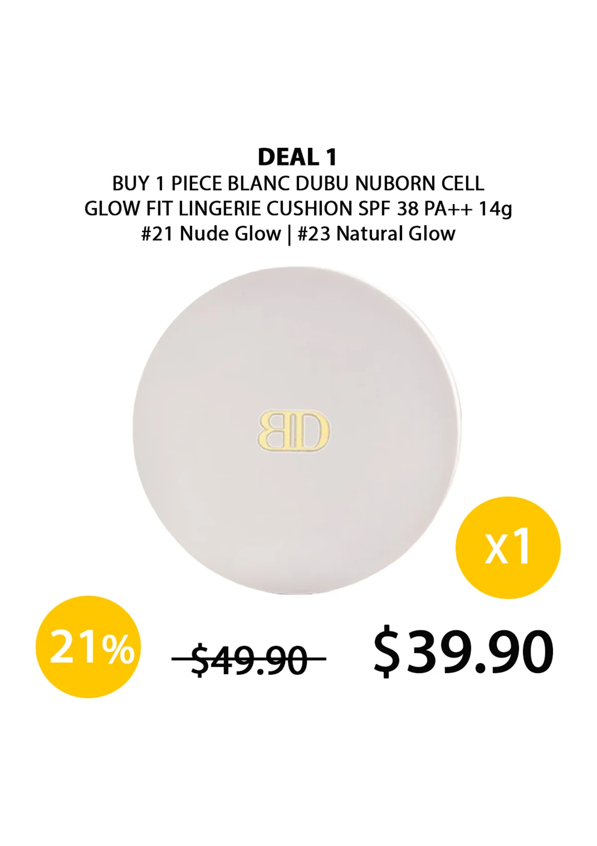 [BLANC DUBU] Nuborn Cell Glow Fit Lingerie Cushion SPF 38 PA++ 14g - Image 6