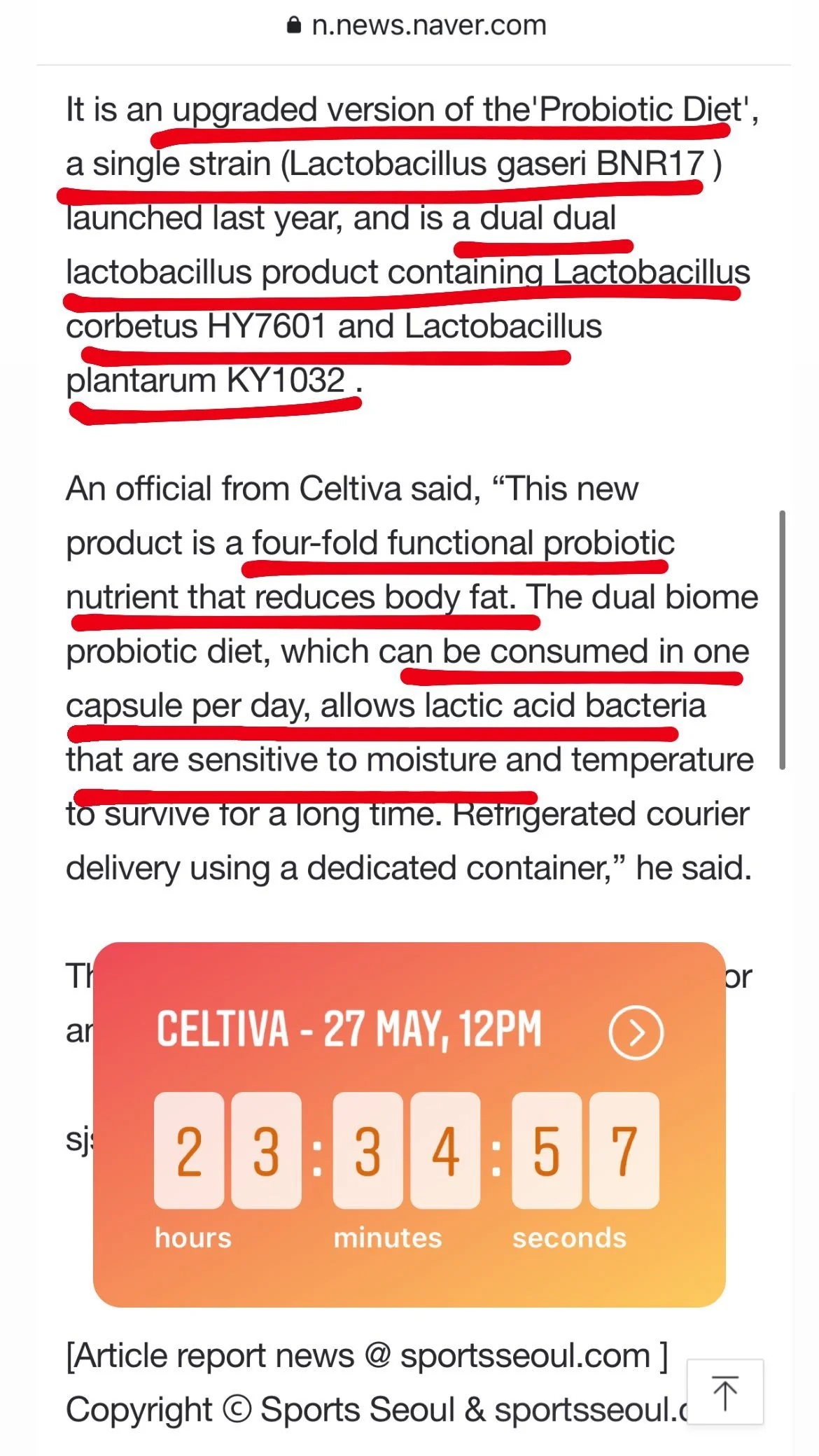 [CELTIVA] UPGRADED VERSION KFDA-certified Probiotics Diet (1 Box = 500mg X 30 Capsules) - Image 5