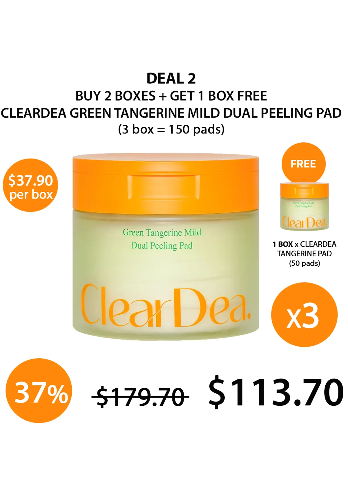 [CLEARDEA] Green Tangerine Mild Dual Peeling Pad 140ml (50 Pads) - Image 6
