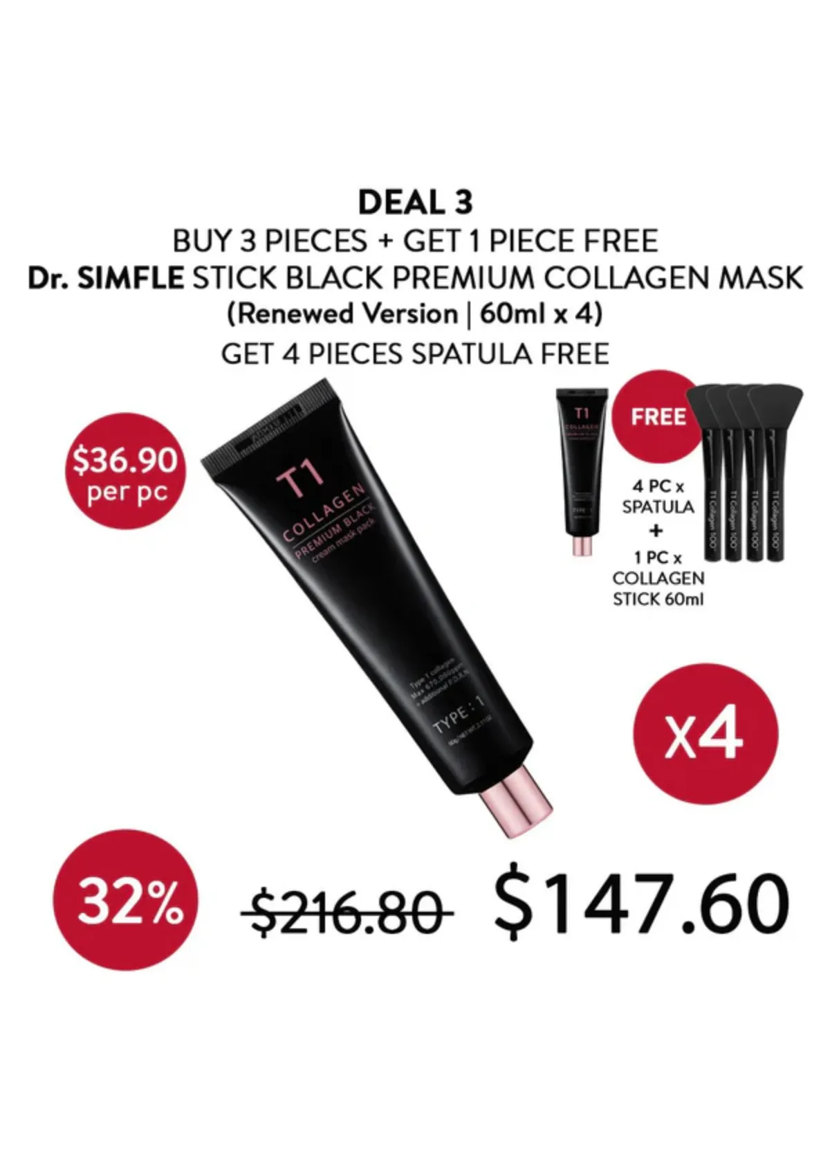 [DR. SIMFLE] Stick Black Premium T1 Collagen 100 Mask 60ml - Image 6