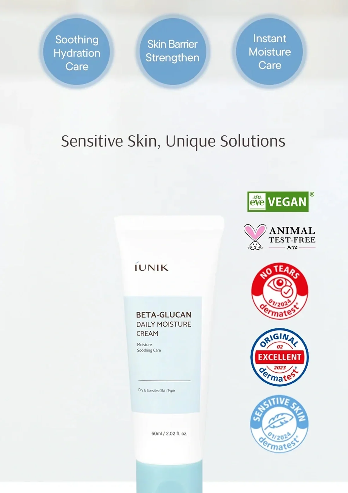 [iUNIK] Beta Glucan Daily Moisture Cream 60ml - Image 5