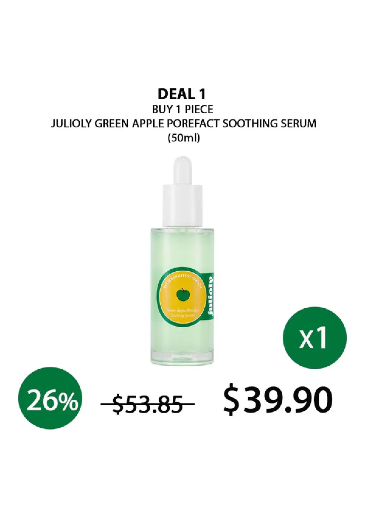 [JULIOLY] Green Apple Porefect Soothing Serum 50ml - Image 25