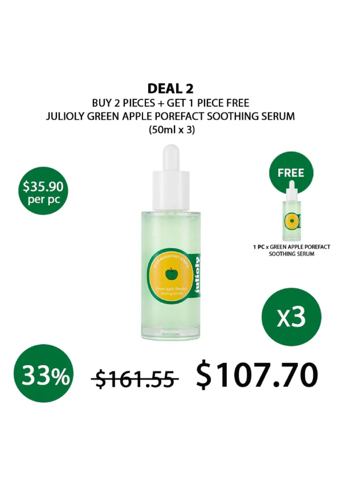 [JULIOLY] Green Apple Porefect Soothing Serum 50ml - Image 26