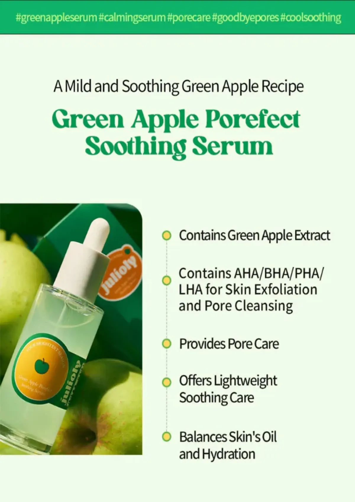 [JULIOLY] Green Apple Porefect Soothing Serum 50ml - Image 5