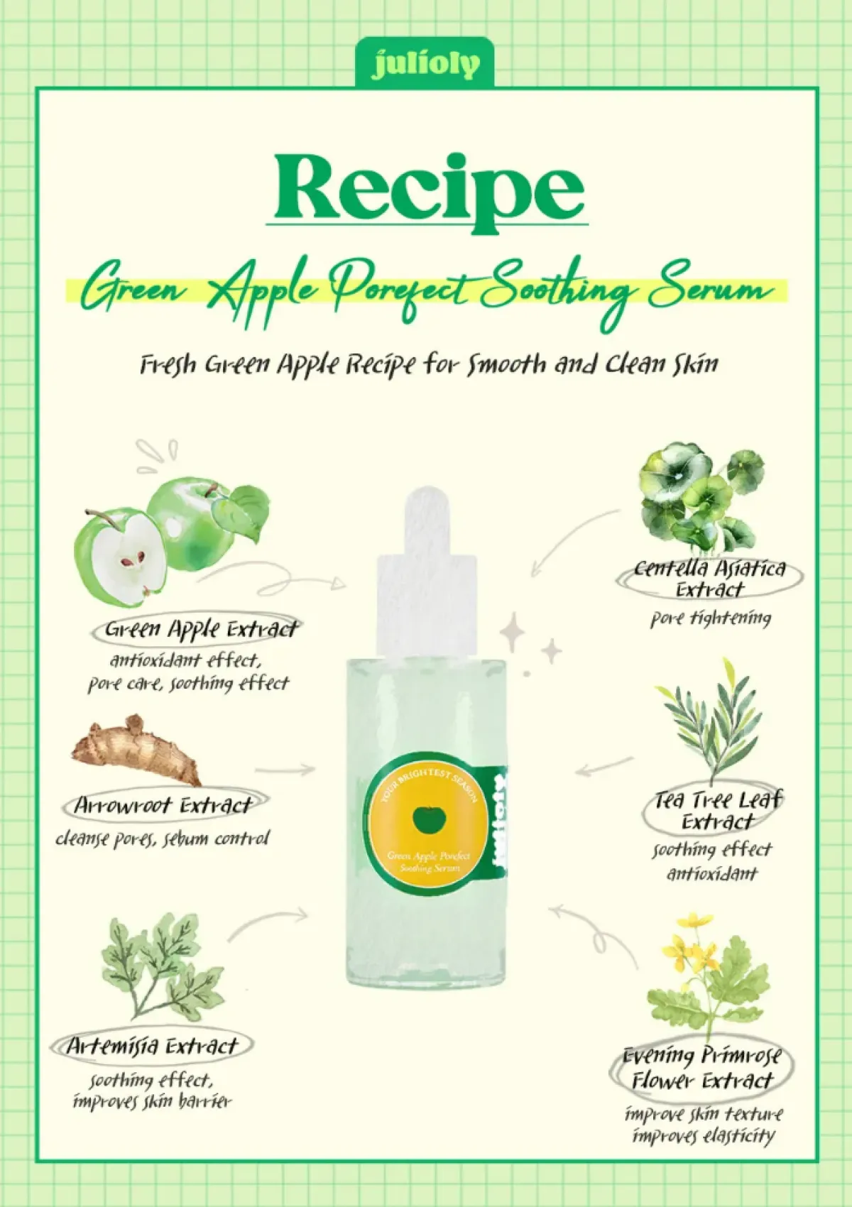 [JULIOLY] Green Apple Porefect Soothing Serum 50ml - Image 8