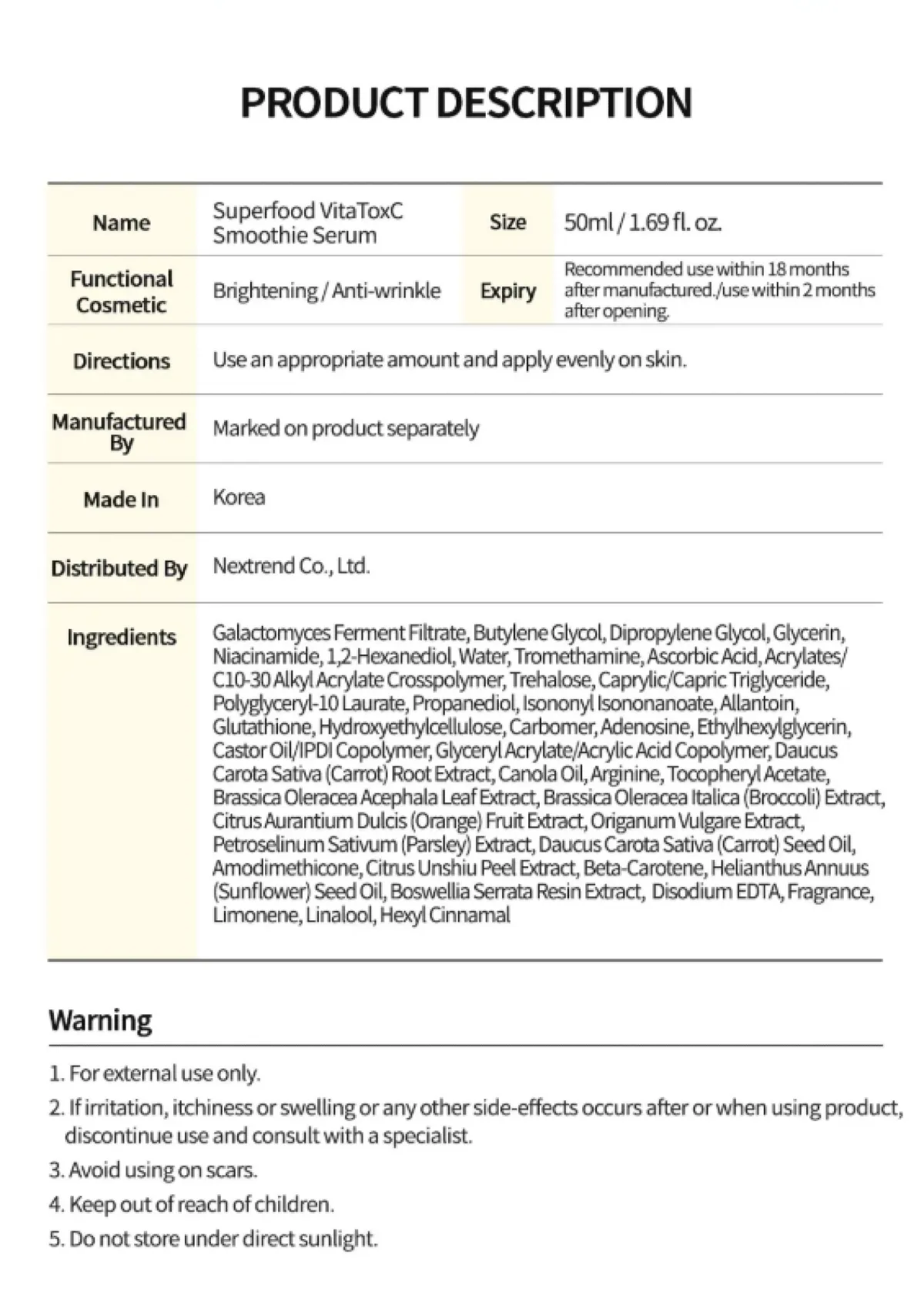 [JULIOLY] Superfood Vita ToxC Smoothie Serum 50ml - Image 19