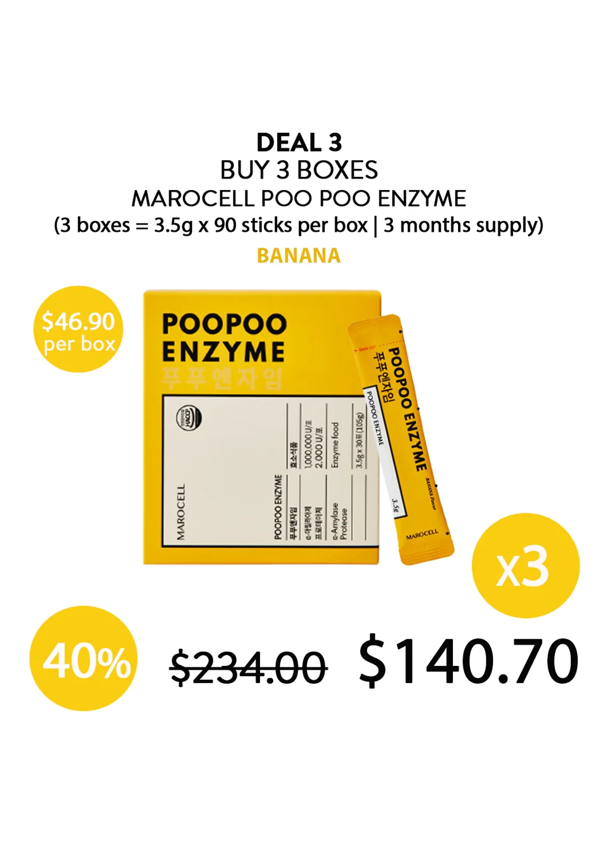 [MAROCELL] Poo Poo Enzyme Banana (1 Box = 3.5g x 30 Sticks) - Image 16