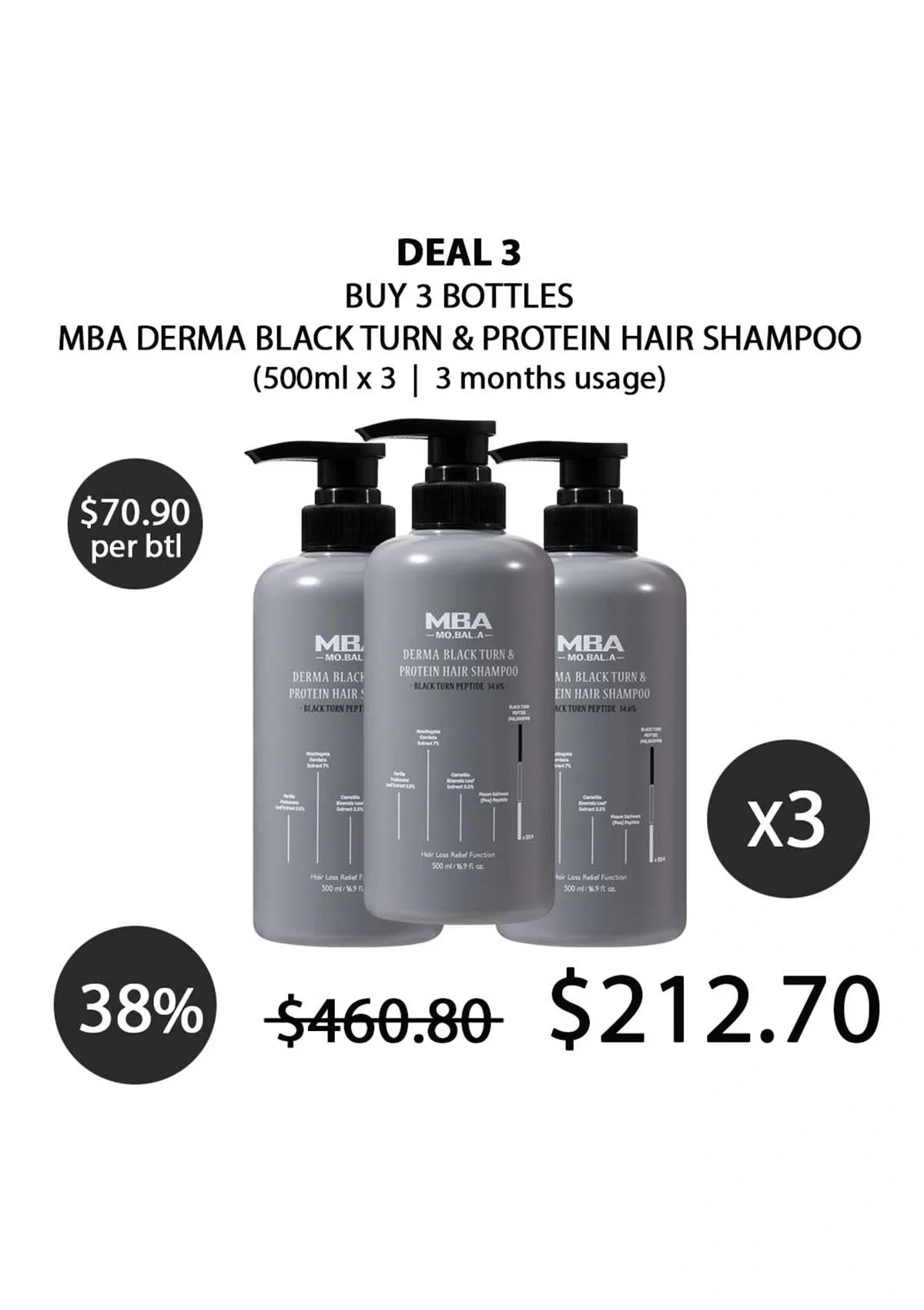 [MBA] Derma Black Turn & Protein Hair Shampoo 500ml - Image 20