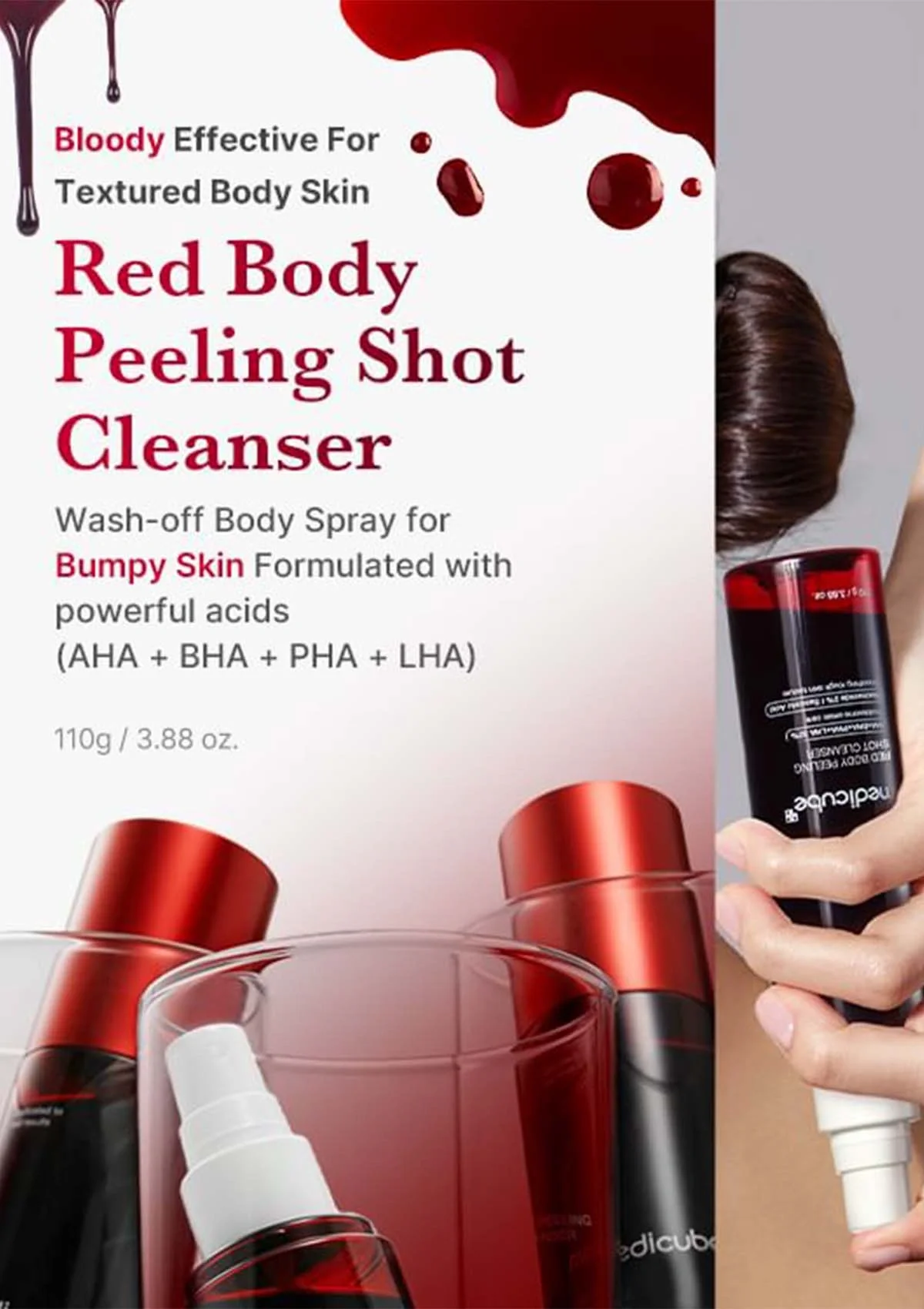 [MEDICUBE] Red Acne Body Peeling Shot Cleanser 110g - Image 3