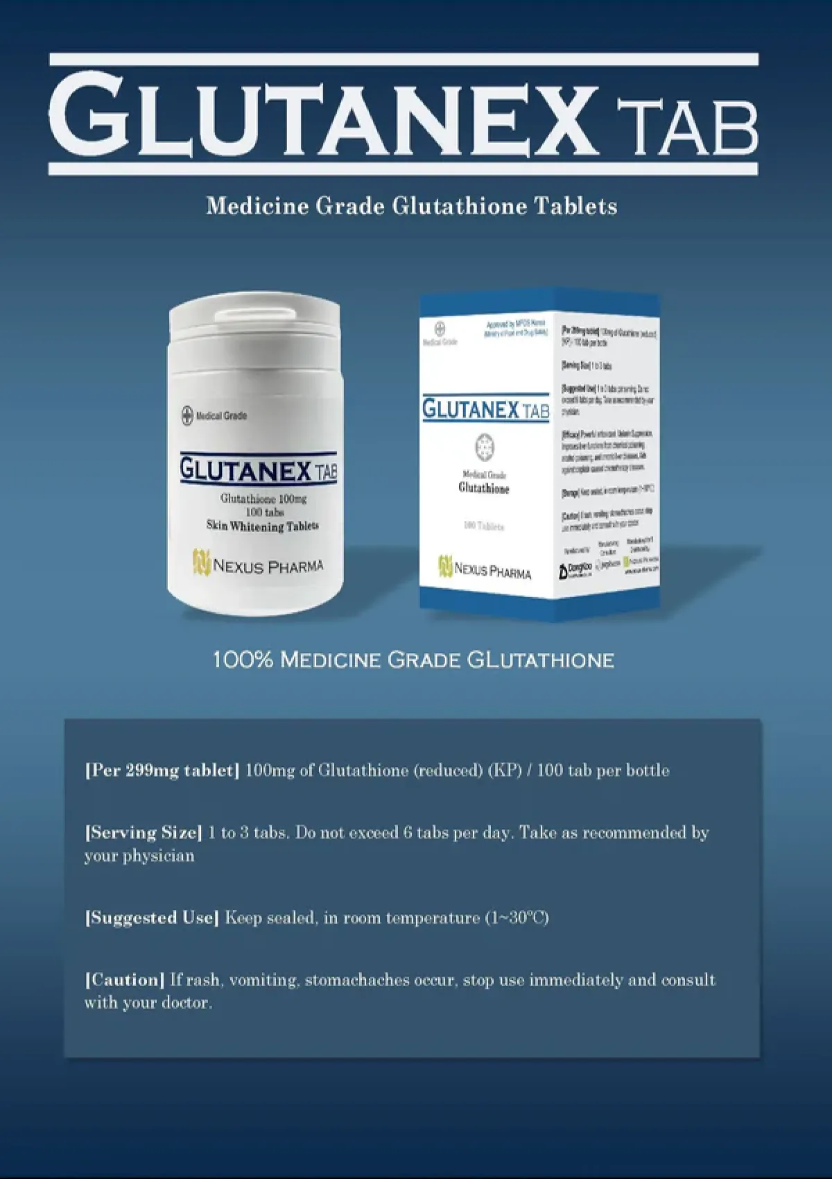 [NEXUS PHARMA] Glutanex Medicine Grade Glutathione Tablets (1 Box = 100mg x 100 Tablets) - Image 5
