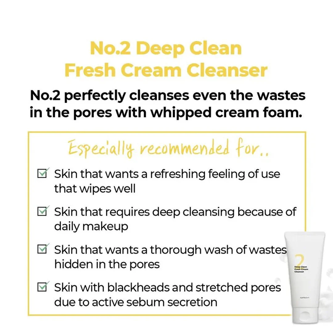 [NUMBUZIN] No.2 Deep Clean Fresh Cream Cleanser 120ml - Image 3