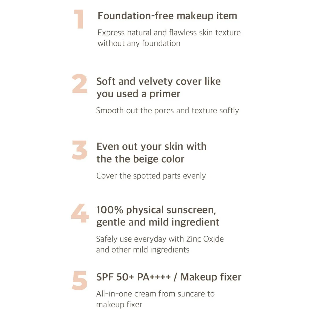 [NUMBUZIN] No.3 Porcelain Base-skip Tone Up Beige SPF 50+ PA++++ 50ml - Image 3