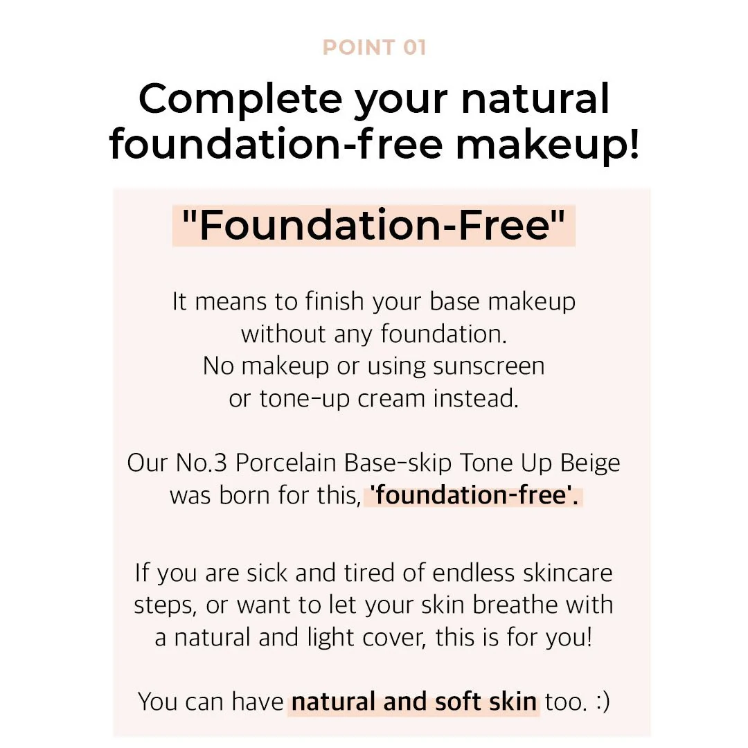[NUMBUZIN] No.3 Porcelain Base-skip Tone Up Beige SPF 50+ PA++++ 50ml - Image 5