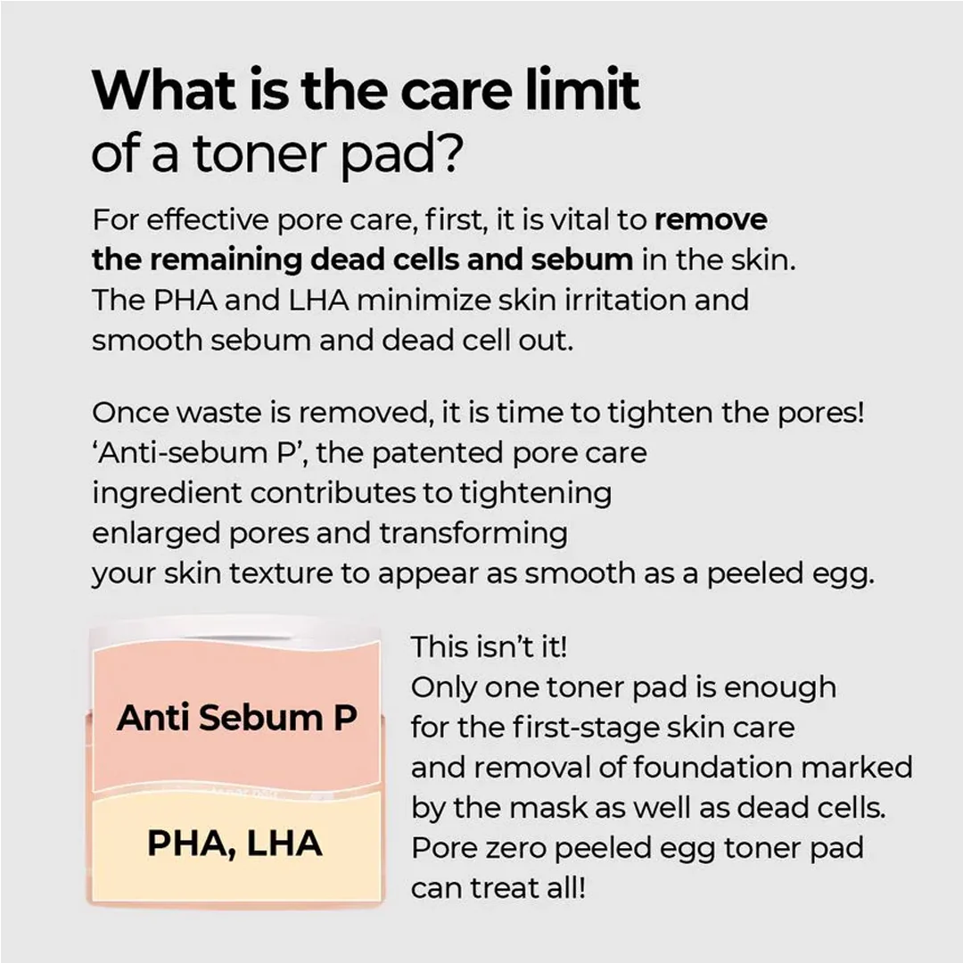 [NUMBUZIN] No.4 Pore Zero Peeled Egg Toner Pad 190ml (1 Box = 70 Pads) - Image 7