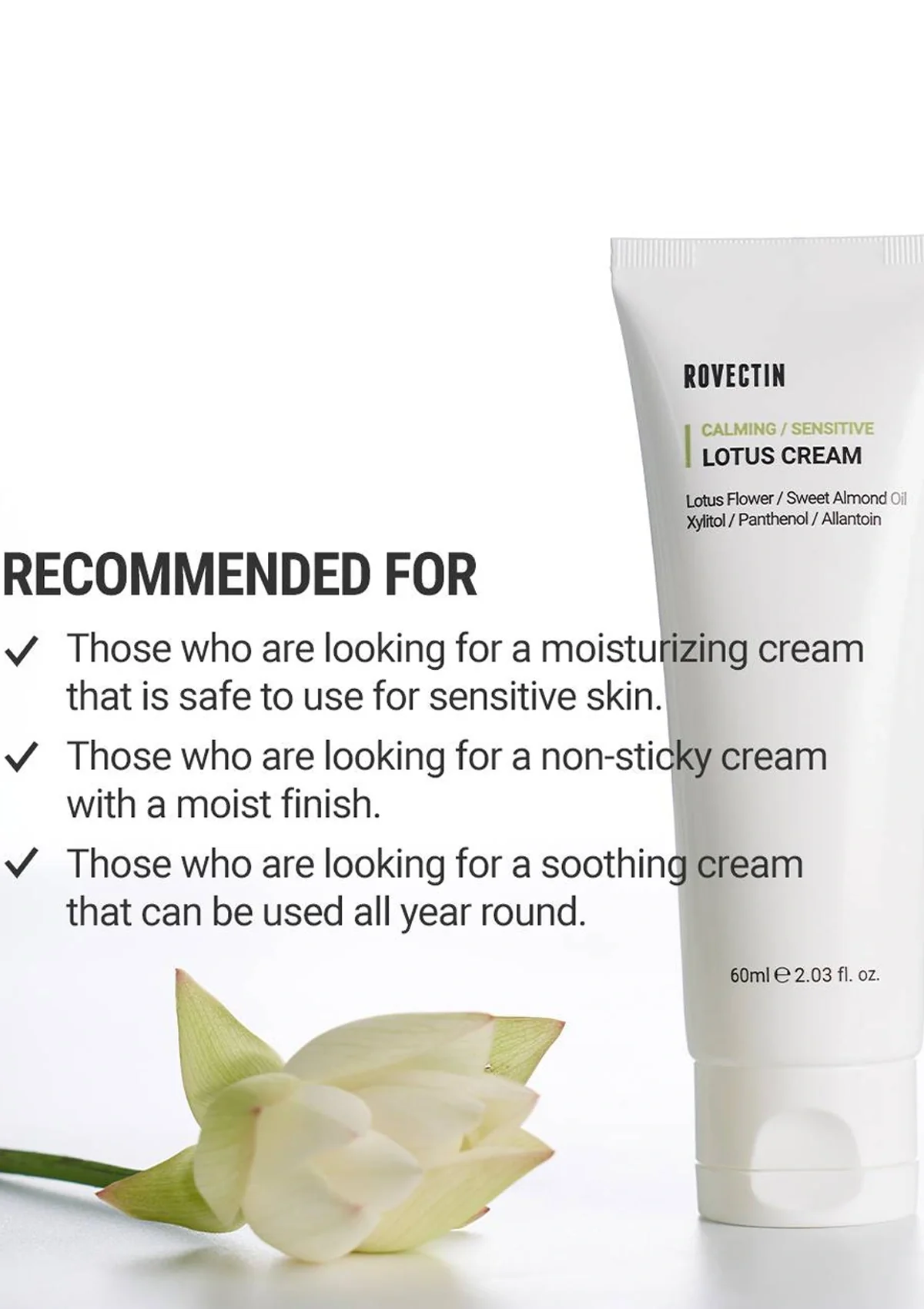 [ROVECTIN] Calming Lotus Cream 60ml - Image 3