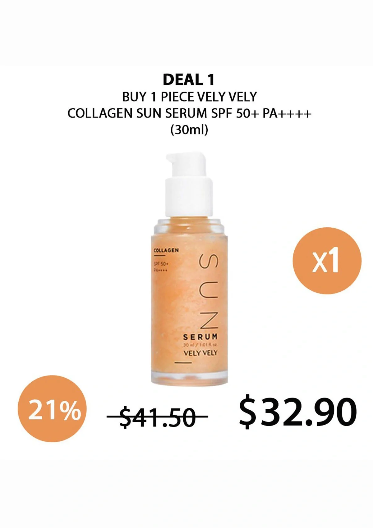 [VELY VELY] Collagen Sun Serum SPF 50+ PA++++  30ml - Image 21