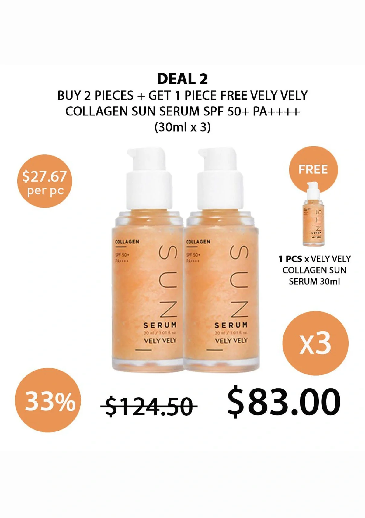 [VELY VELY] Collagen Sun Serum SPF 50+ PA++++  30ml - Image 22