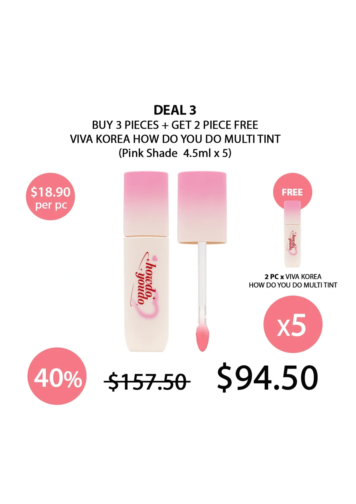 [VIVA KOREA] How Do You Do Multi Tint (Pink) 4.5ml - Image 28